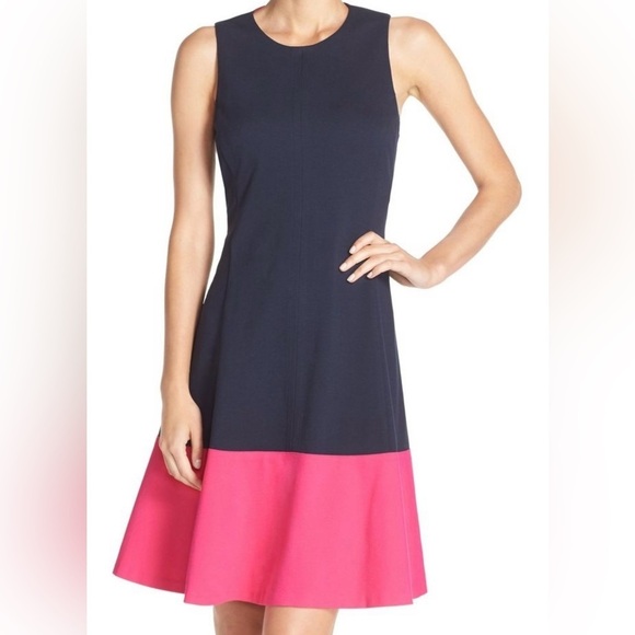 Gorgeous Eliza J. Deep Navy and Hot Pink Dress Size 4 - Picture 1 of 10